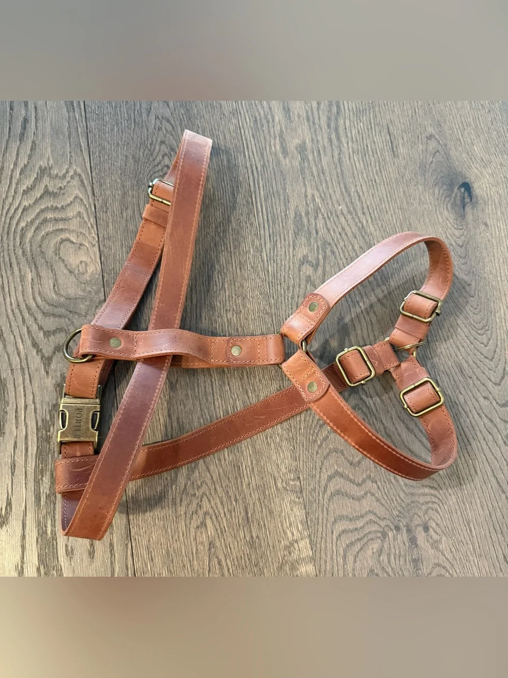 Brown Leather Dog Harness - size L